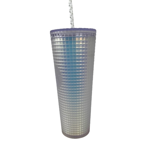Starbucks Spring 2022 Iridescent Frost White Grid Tumbler Cold Cup Venti 24 oz - Picture 8 of 13